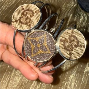 3 Elegant Silver and Brown Designer Bracelets